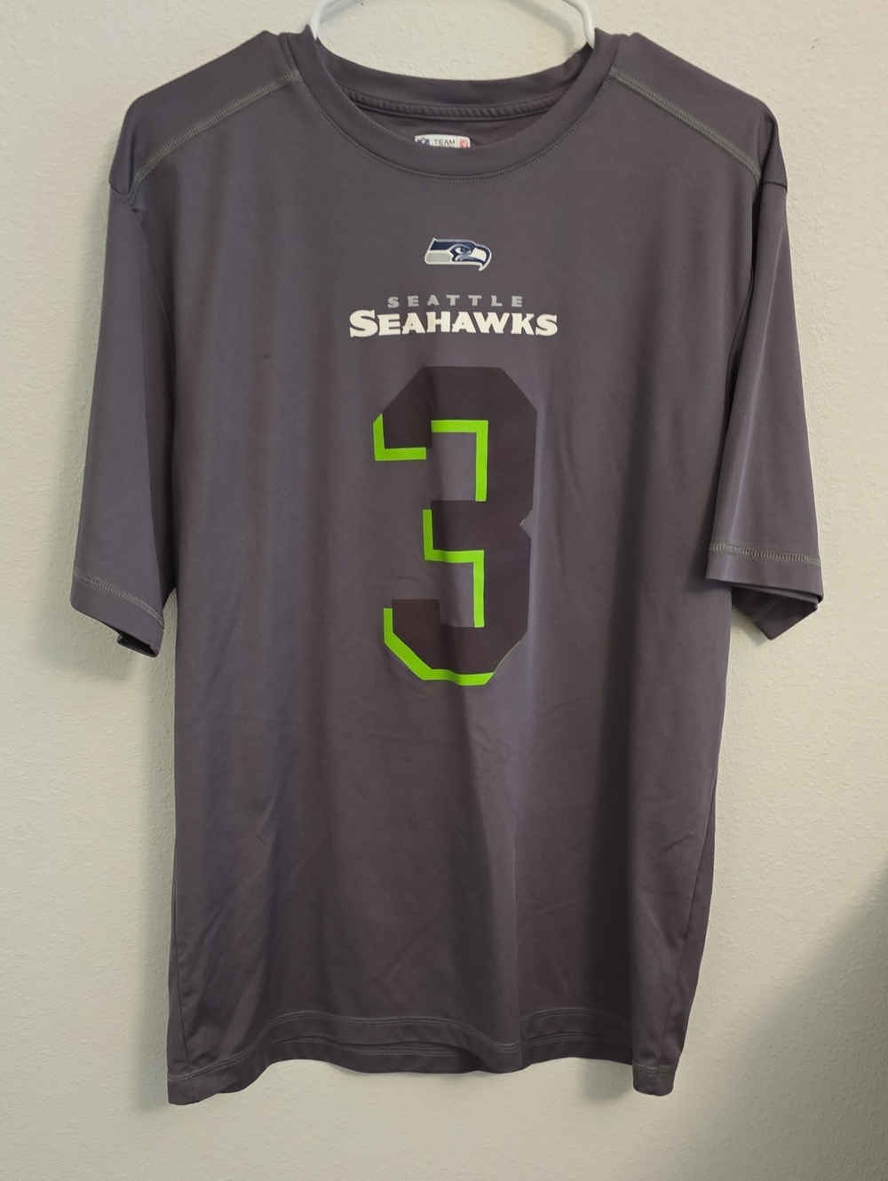 NFL Seattle Seahawks Gray Short-Sleeve Shirt with Neon Green Accents